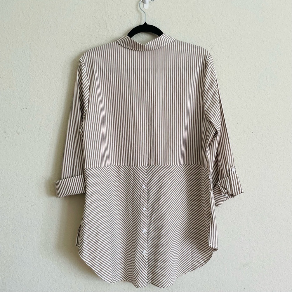 Cato woman’s Classic Striped button down size L tunic contemporary casual button - Picture 6 of 7